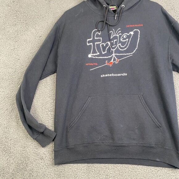 Frog Skateboards Hoodie Sweatshirt Black Surf Sk8 Stars Skate Distressed Y2K 90' - Picture 2 of 13
